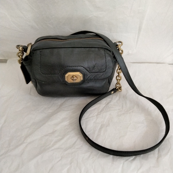 Coach Campbell Abby Turnlock Leather  Crossbody Bag Black - Picture 13 of 15